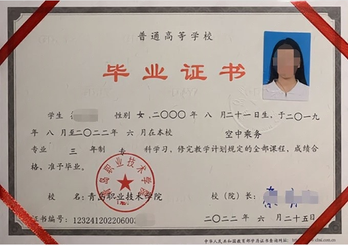 郴州青岛职业技术学院毕业证样本图片